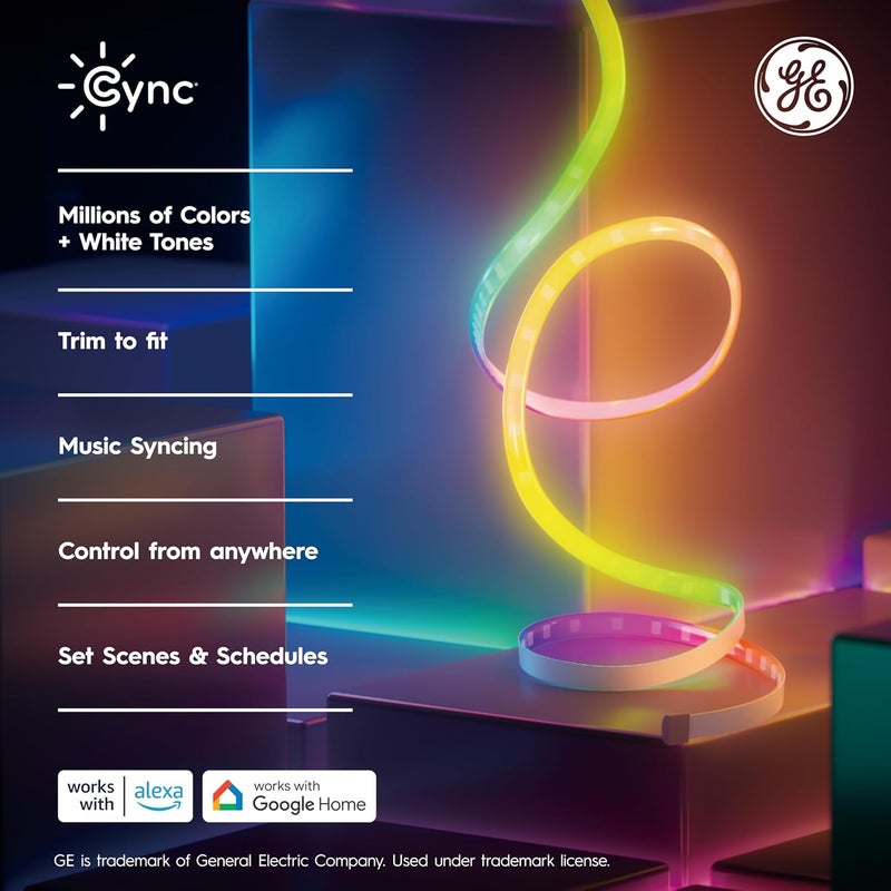 Cync GE Dynamic Effects Smart LED Light Strip with Music Sync, Color Changing WiFi Lights, Indoor Light Strip, Compatible with Alexa and Google Home, 16ft and Power Supply - Image 2